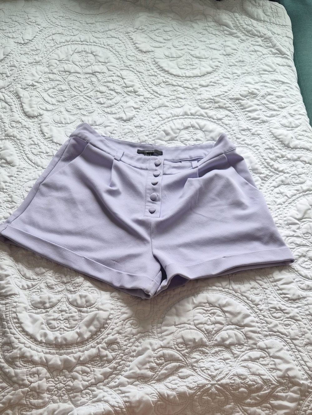 Forever 21 Lavender High-Waist Button Front Shorts